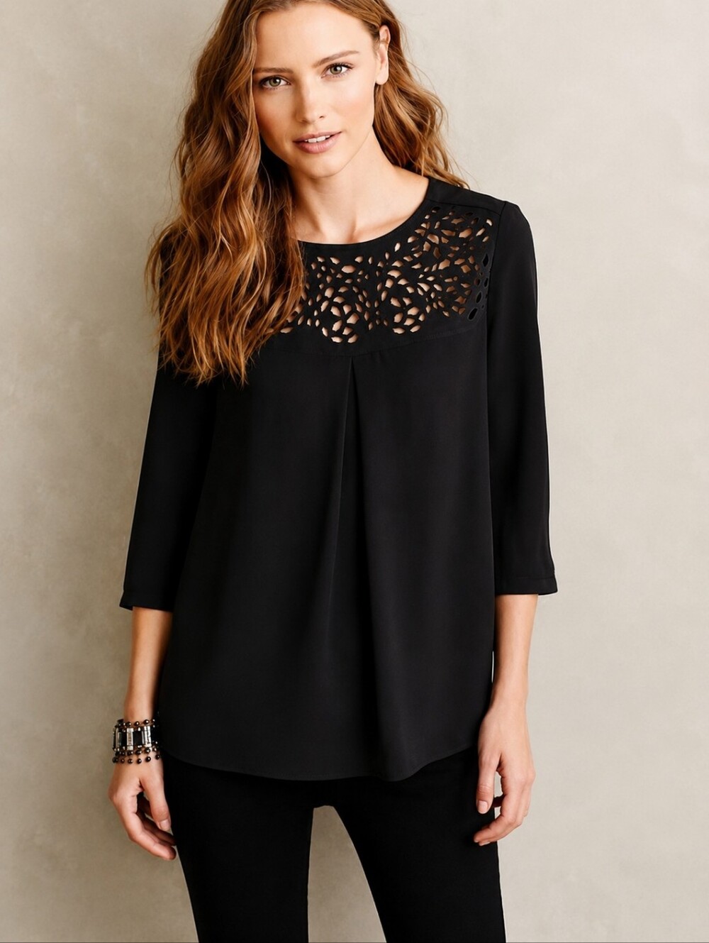 ❤️ ANTHROPOLOGIE HD IN PARIS DARA LASER CUT FLOWY BLOUSE / TOP, 4